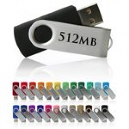 Swivel USB Drive - 512MB - with 1 Colour Logo [Item Discontinued]