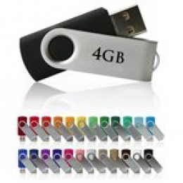 Swivel USB Drive - 4GB  - with 1 Colour Logo [Item Discontinued]