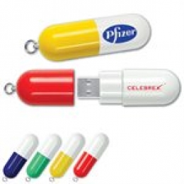 Pill Capsule USB Key - 2GB - with 1 Colour Logo [Item Discontinued]