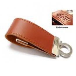 Leather USB Key - 4GB - with 1 Colour Logo [Item Discontinued]