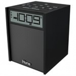 IHOME RUBBERIZED NFC BLUETOOTH DUAL ALARM FM CLOCK RADIO WITH USB CHARGING/AUX IN BLACK [Item Discontinued]