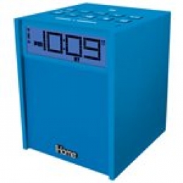 IHOME RUBBERIZED NFC BLUETOOTH DUAL ALARM FM CLOCK RADIO WITH USB CHARGING/AUX IN BLUE [Item Discontinued]