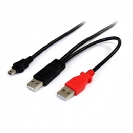 StarTech Cable USB2HABMY1 1Feet USB Y for External Hard Drive USB A to mini B Retail [Item Discontinued]