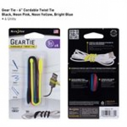 NITE IZE GEAR TIE CORDABLE TWIST TIE 6 INCH - 4 PACK - ASSORTED [Item Discontinued]