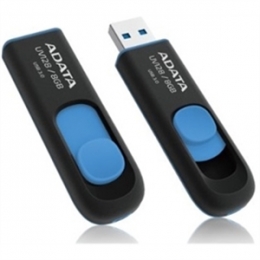 A-DATA Memory Flash AUV128-8G-RBE 8GB USB3.0 Flash Drive UV128 (R90 W40) Black/Blue Retail [Item Discontinued]