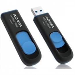 A-DATA Memory Flash AUV128-16G-RBE 16GB USB3.0 Flash Drive UV128 (R90 W40) Black/Blue Retail [Item Discontinued]