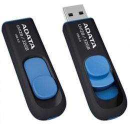 A-DATA Memory Flash AUV128-32G-RBE 32GB USB3.0 Flash Drive UV128 (R90 W40) Black/Blue Retail [Item Discontinued]