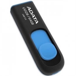 A-DATA Memory Flash AUV128-64G-RBE 64GB USB3.0 Flash Drive UV128 (R90 W40) Black/Blue Retail [Item Discontinued]