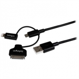 StarTech Cable LTADUB1MB 1m Black Apple Lightning 30pin Dock Micro-USB to USB [Item Discontinued]
