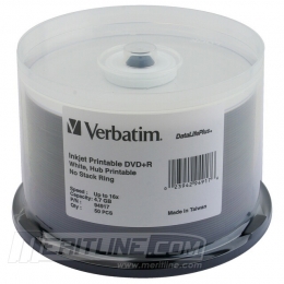 Verbatim (94917) DVD+R 16X White Inkjet Hub Printable DVD Plus R Blank Media Discs 4.7GB DataLifePlu [Item Discontinued]