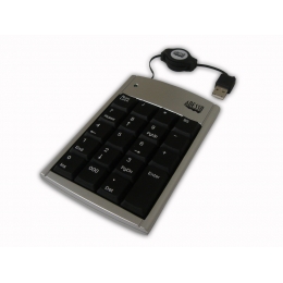 Adesso Keypad AKP-150 USB 19 Key Numeric Keypad with Retractable Cord Silver Black Retail [Item Discontinued]