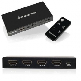 IOGEAR Accessory GHDSW4K4 4-Port 4K HDMI Switch with Remote Retail [Item Discontinued]