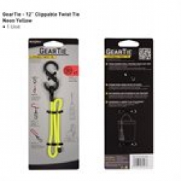 NITE IZE GEAR TIE CLIPPABLE TWIST TIE 12   - NEON YELLOW [Item Discontinued]
