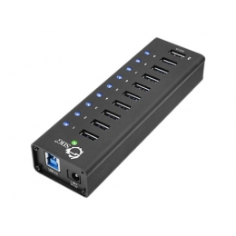 SIIG Accessory JU-H90011-S1 USB3.0 9Port Hub + 1Port 2.1A Charging 12V/5A Retail [Item Discontinued]