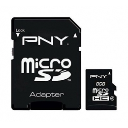 PNY Memory Flash P-SDU8G4-EF 8GB MicroSDHC Class 4 White Retail [Item Discontinued]