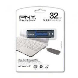 PNY Memory Flash P-FD32GATT2-GE 32GB Attach USB2.0 Flash Drive Retail [Item Discontinued]
