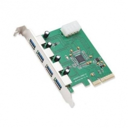 SYBA Controller Card SI-PEX20148 USB3.0 4Port 5Gbps x4 PCI-Express with Power Feed Retail [Item Discontinued]