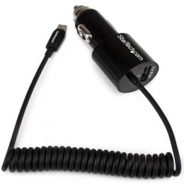 StarTech Accessory USBUB2PCARW Dual-port Car Charger w Built-in MicroUSB Black [Item Discontinued]