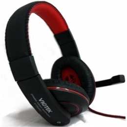 Viotek VT849U USB Headphone Rotating Microphone Braided Wire 40mm Driver Black/Red Retail [Item Discontinued]